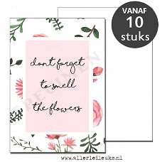 Zomer quote kaarten smell the flowers A6 - 10 stuks