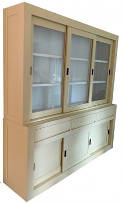 Buffetkast Enschede geel - wit 220 x 50/40 x 220cm greeploze laden