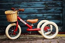 Nostalgische IJZEREN TRYBIKE driewieler - tweewieler 1-5 jr ROOD