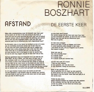 Ronnie Boszhart: Afstand / De Eerste Keer (ZELDZAAM) - 2