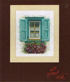 AANBIEDING LANARTE BORDUURPAKKET ,WINDOW WITH  BLUE SHUTTERS  123