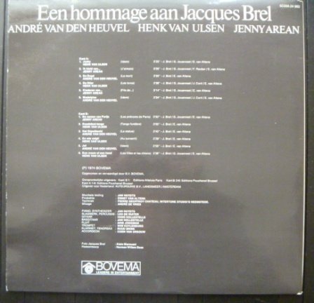 Een hommage aan Jacques Brel - LP 1974 - André van den Heuvel, Jenny Arean, Henk van Ulsen - Afbeelding 3