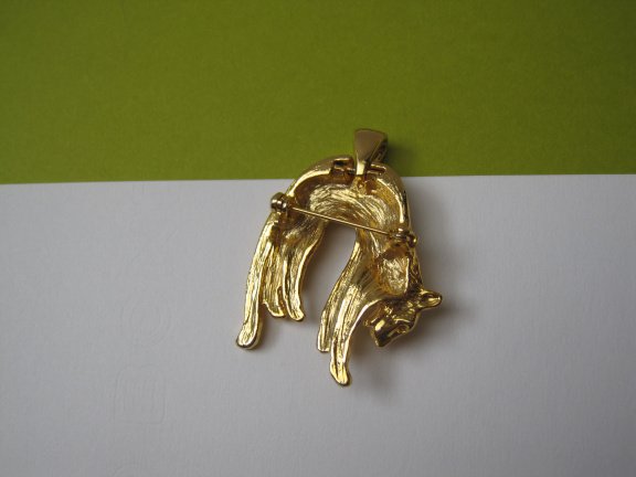 Broche kettinghanger goudkleurige luipaard met zwart emaille en kristal rijnsteentjes 3.3x2.9 cm - Afbeelding 7