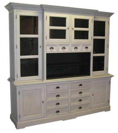 Grijze buffet keukenkast open vak zwarte binnenkant 245cm breed - nr. 1