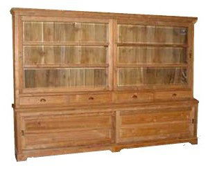 Grote 300cm brede landelijke teak woonkamerkast met schuifdeuren - nr. 1