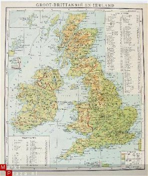 oud landkaartje Groot Brittanie en Ierland - 1