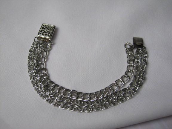Armband Lisa zilverkleurige vier rijen schakelkettinkjes 19 cm - nr. 1