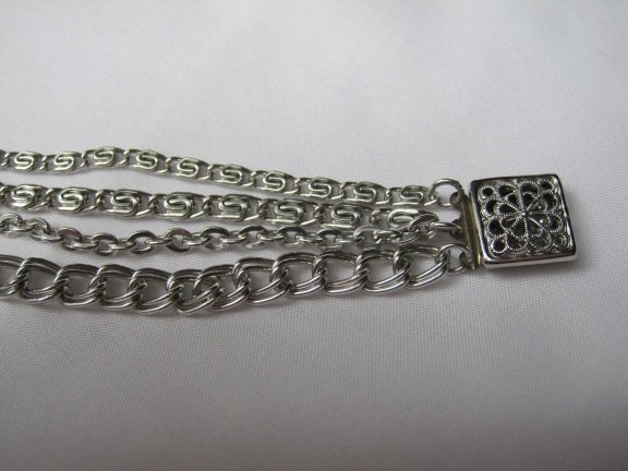 Armband Lisa zilverkleurige vier rijen schakelkettinkjes 19 cm - Afbeelding 3