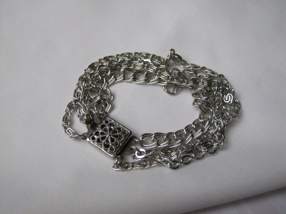 Armband Lisa zilverkleurige vier rijen schakelkettinkjes 19 cm - Afbeelding 4