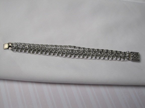Armband Lisa zilverkleurige vier rijen schakelkettinkjes 19 cm - Afbeelding 6