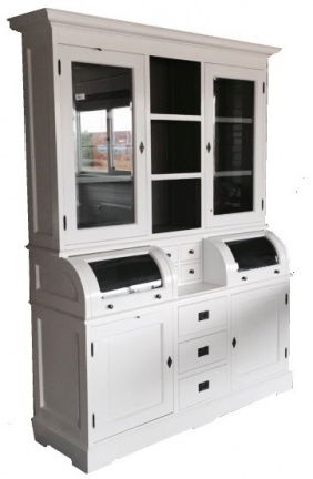 Buffetkast Bastiaan wit - grijs 150 x 50/35 x 210cm bolle kleppen - nr. 1