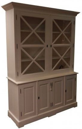 Keuken kruis servieskast 150cm breed white wash met kruisramen - nr. 1