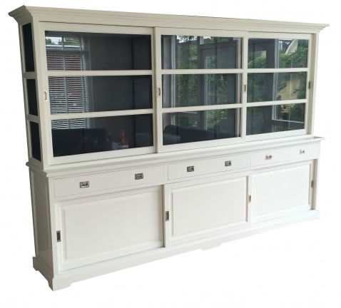 Buffetkast Doesburg wit - zwart 300 x 50/40 x 210cm RVS grepen - nr. 1
