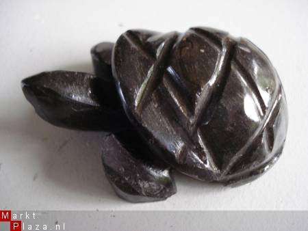 schildpadje van bruin/zwart marmer 5,3 cm lang - 1