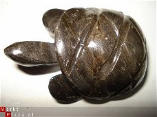 schildpadje van bruin/zwart marmer 5,3 cm lang