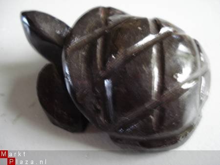 schildpadje van bruin/zwart marmer 5,3 cm lang - 1