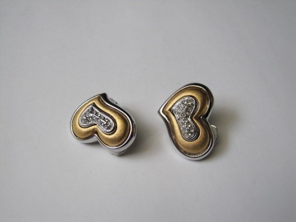 Oorbellen Avon goud en zilverkleurig kleine rijnsteentjes 2.7x2.0 cm - Afbeelding 2