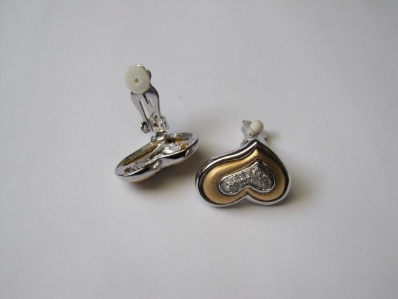 Oorbellen Avon goud en zilverkleurig kleine rijnsteentjes 2.7x2.0 cm - Afbeelding 3