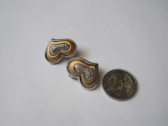 Oorbellen Avon goud en zilverkleurig kleine rijnsteentjes 2.7x2.0 cm - Afbeelding 4