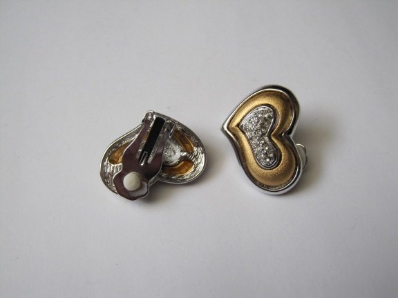Oorbellen Avon goud en zilverkleurig kleine rijnsteentjes 2.7x2.0 cm - Afbeelding 6
