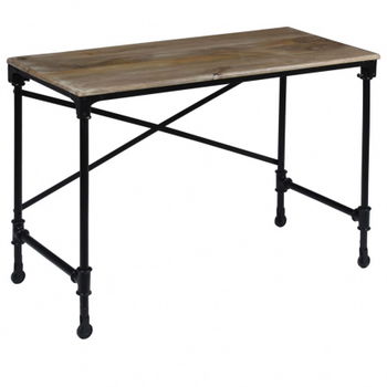 Industrial look bureau - schrijftafel 110x50x96 cm massief mangohout en staal - 3