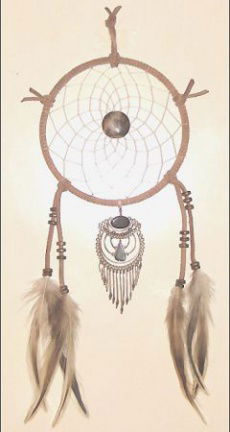 Dromenvanger / Dreamcatcher met EDELSTEEN APACHE-JASPIS: Ring=13cm