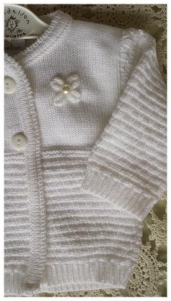 new baby vestje ceremonie new born voor doop bolero parel - Afbeelding 2