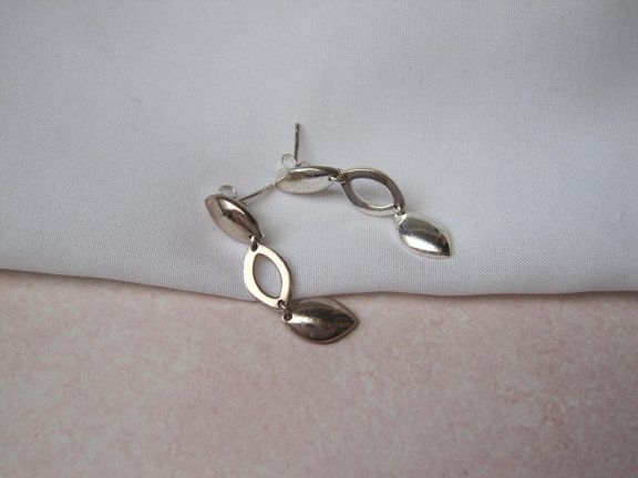 Zilveren oorbellen driedelig 3.7x0.7 cm - Afbeelding 2