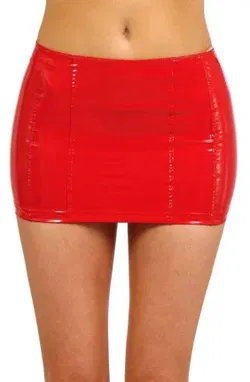 Vinyl Mini Rokje Rood - L