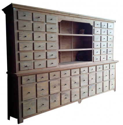 Grote 390cm breed teak kast met 66 laden te koop incl bezorgen - nr. 1