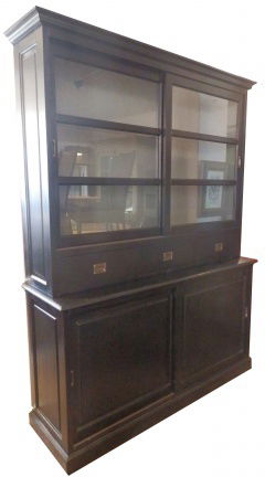 Moderne zwarte buffetkast 160cm breed met grijze binnenkant - nr. 1