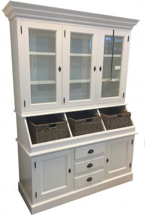 Buffetkast Katwijk wit gespoten met manden 150 x 50/30 x 220cm - nr. 1