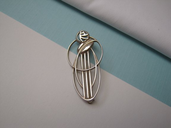 Zilveren broche Rennie Mackintosh Glasgower roos 4.7x2.3 cm - Afbeelding 5
