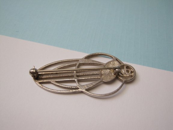 Zilveren broche Rennie Mackintosh Glasgower roos 4.7x2.3 cm - Afbeelding 6