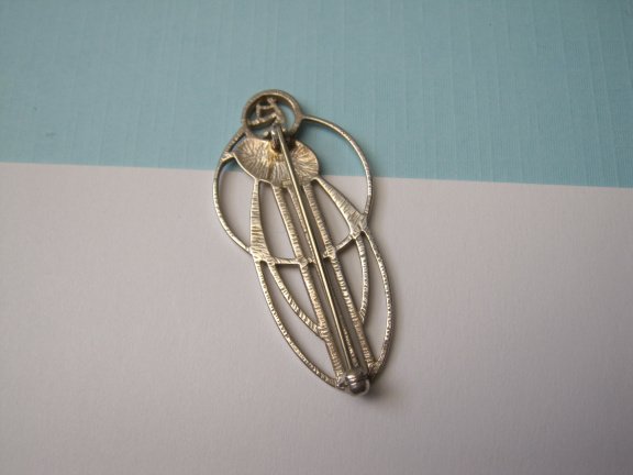 Zilveren broche Rennie Mackintosh Glasgower roos 4.7x2.3 cm - Afbeelding 7