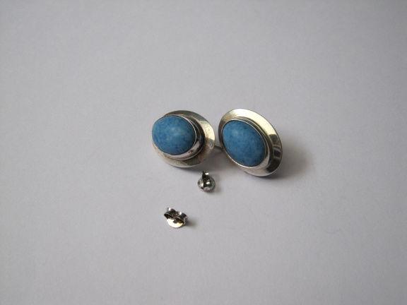 Zilveren oorbellen blauw turquoise edelsteen 1.9x1.4 cm - Afbeelding 8