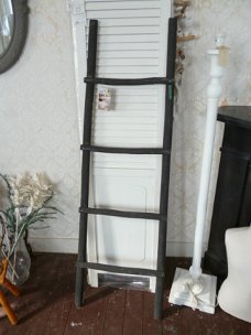 Houten decoratie ladder, zwart