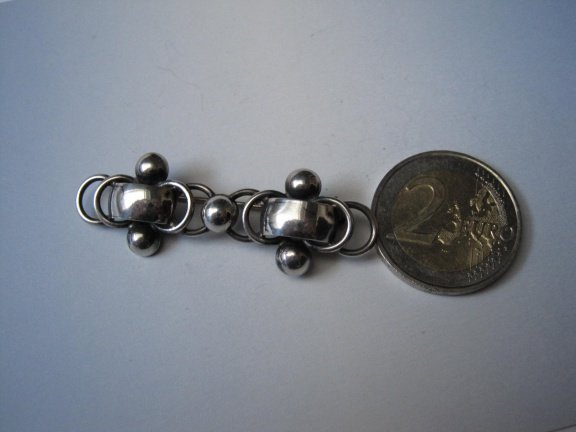 Zilveren broche Hermann Sierbol modernistisch model 5.2x1.7 cm - Afbeelding 3