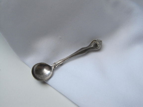 Zilveren broche antiek zout lepeltje Westmorland 6.2x1.7 cm - nr. 1