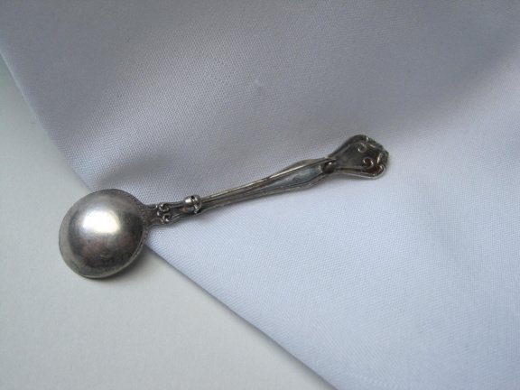 Zilveren broche antiek zout lepeltje Westmorland 6.2x1.7 cm - Afbeelding 2