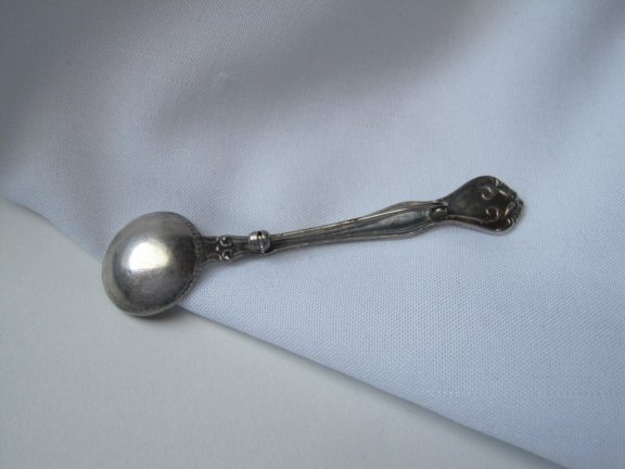 Zilveren broche antiek zout lepeltje Westmorland 6.2x1.7 cm - Afbeelding 5
