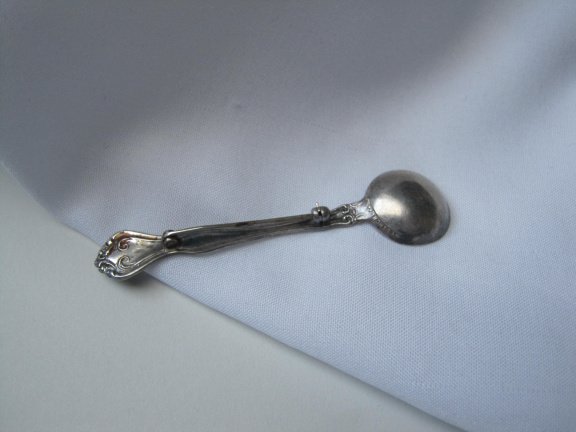 Zilveren broche antiek zout lepeltje Westmorland 6.2x1.7 cm - Afbeelding 6