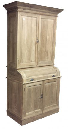 Grutterskast teak hout 100cm breed met bolle kleppen dichte deuren - nr. 1
