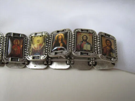 Armband zilverkleurig 12 religie iconen 5.4 cm - Afbeelding 4