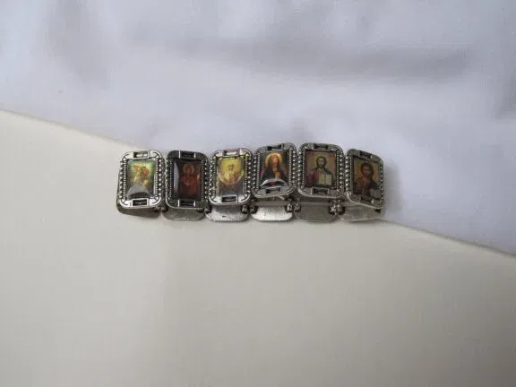 Armband zilverkleurig 12 religie iconen 5.4 cm - Afbeelding 6