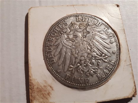 5 mark 1904 A Duitsland oude munt - 1