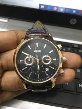 Prachtige Ligé Chronograaf horloge Rosé goud met mooie gift - 6