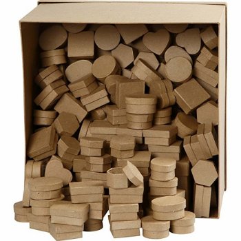 Partij kartonnen kleine kraft doosjes 4-6cm 6 designs 144 stuks - 1