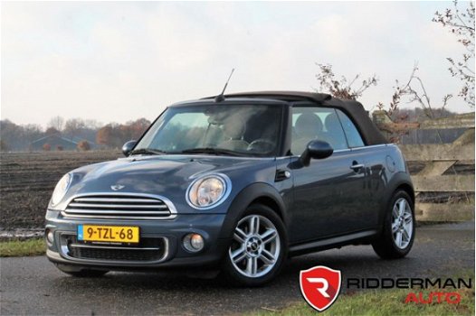 Mini Mini Cabrio - 1.6 Cooper D Chili Elektrisch Cabriodak Bruin Leder Clima Stoelverwarming - 1