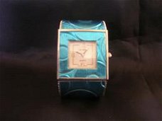 Polka Stip Metallic Ocean Blue Horloge